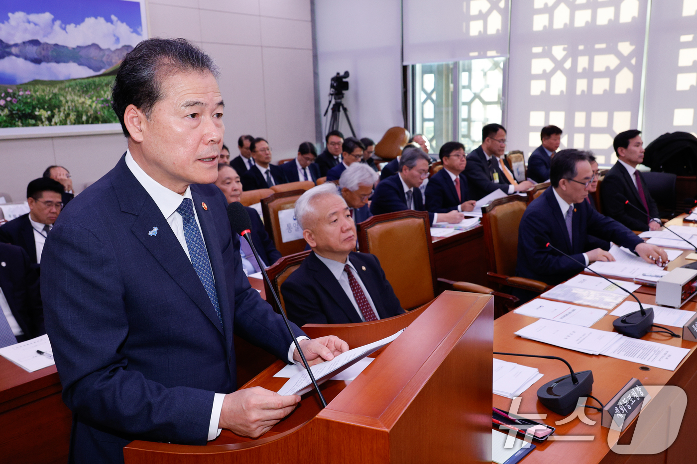 (서울=뉴스1) 안은나 기자 = 김영호 통일부 장관이 7일 오전 서울 여의도 국회에서 열린 외교통일위원회 제418회국회(정기회) 제4차 전체회의에서 2025년도 예산안 제안설명을 …