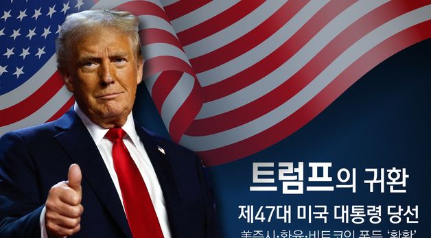 [오늘의 그래픽] 트럼프의 귀환…美증시·환율·비트코인 폭등 '활활'