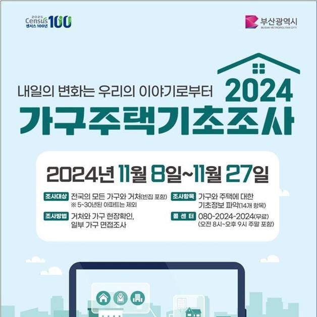 부산시, 오늘부터 가구주택기초조사 실시…202만4000곳 대상