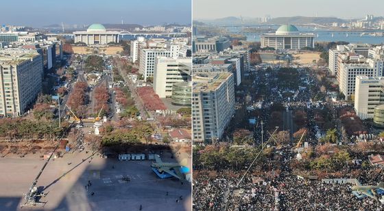 여의도 일대에 물 밀듯 밀려든 '尹 탄핵' 촉구 인파