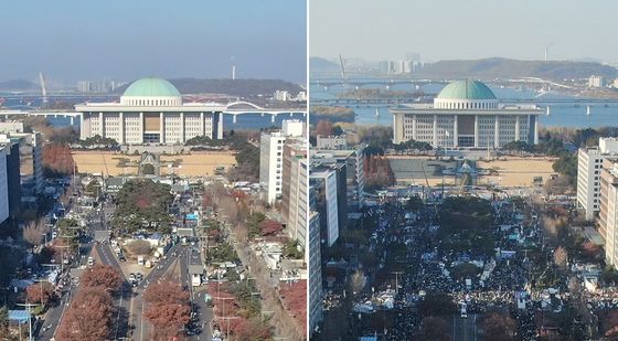 국회 앞으로 물 밀듯 밀려든 '尹 탄핵' 촉구 인파