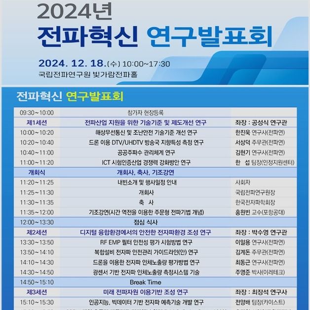 '전파는 ICT 핵심 인프라'…전파연, '전파혁신 연구발표회' 개최