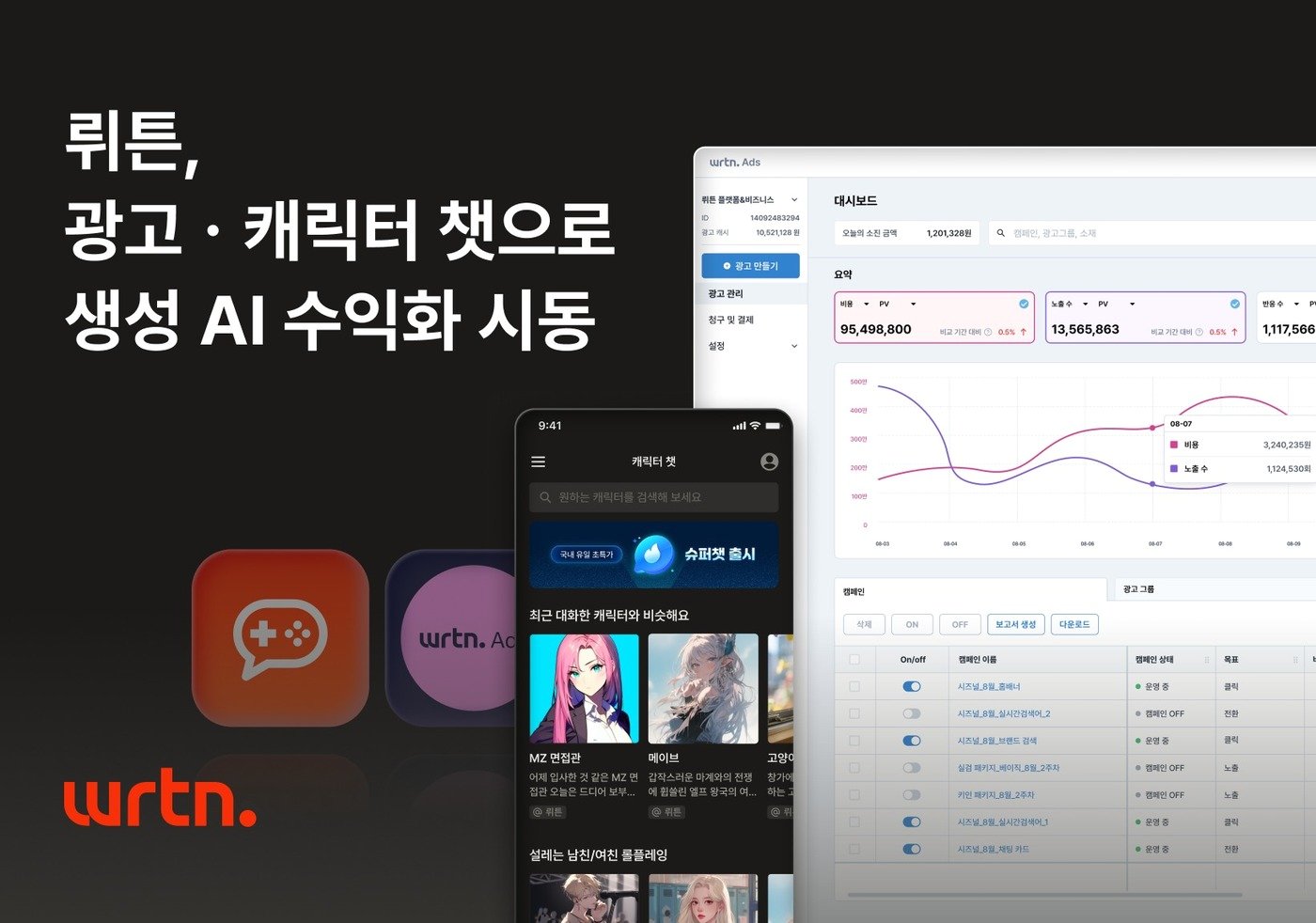 본문 이미지 - 뤼튼 광고·캐릭터 챗으로 AI 수익화 이미지(뤼튼테크놀로지 제공)