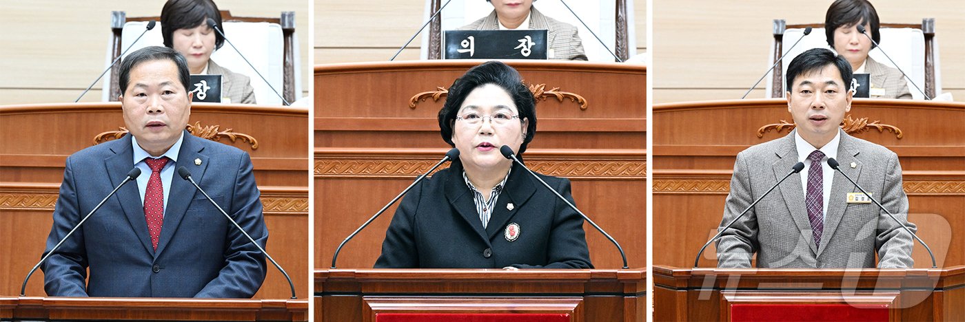 왼쪽부터 박상모, 서경옥, 김정훈 의원. &#40;보령시의회 제공&#41;/뉴스1