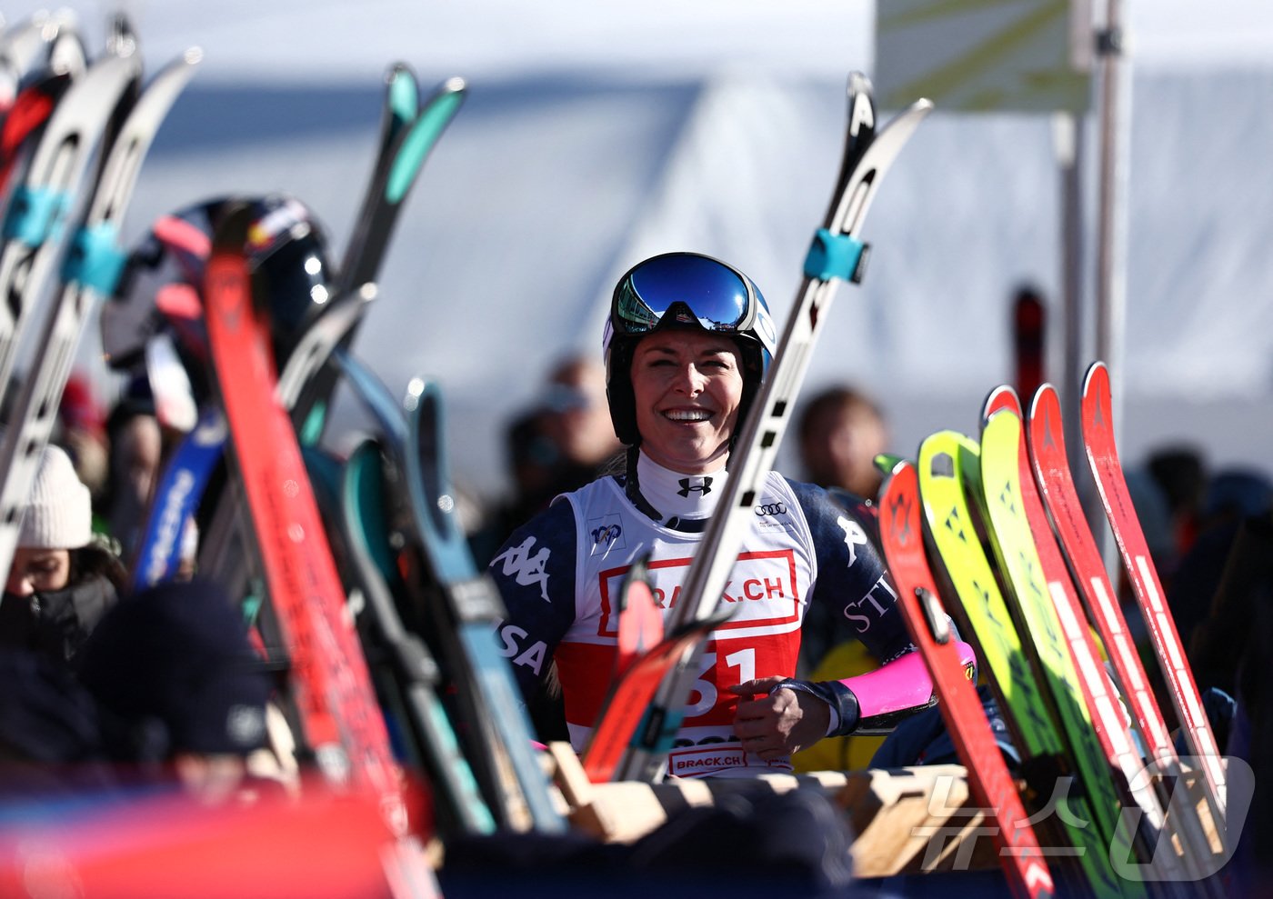 본문 이미지 - 6년 여 만에 월드컵 복귀전에 나선 린지 본.  ⓒ 로이터=뉴스1