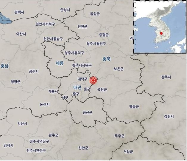 대전 동구 북동쪽 10㎞서 규모 2.2 지진…부산 피해 신고 없어