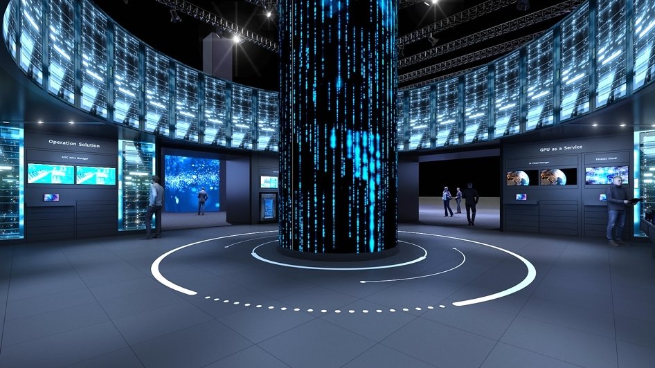 본문 이미지 - CES2025 SK 그룹 전시관 내 다양한 AI 데이터센터 설루션을 전시한 공간의 조감도. (SK텔레콤 제공)