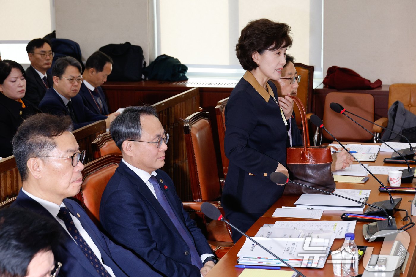 본문 이미지 - 박선영 진실화해를위한과거사정리위원회 위원장이 23일 서울 여의도 국회에서 열린 행정안전위원회 전체회의에서 신정훈 위원장과 야당 요구에 의해 퇴장하기 전 &#34;국회 출석 요구에 의해 출석한 것＂이라며 항변하고 있다. 2024.12.23/뉴스1 ⓒ News1 안은나 기자