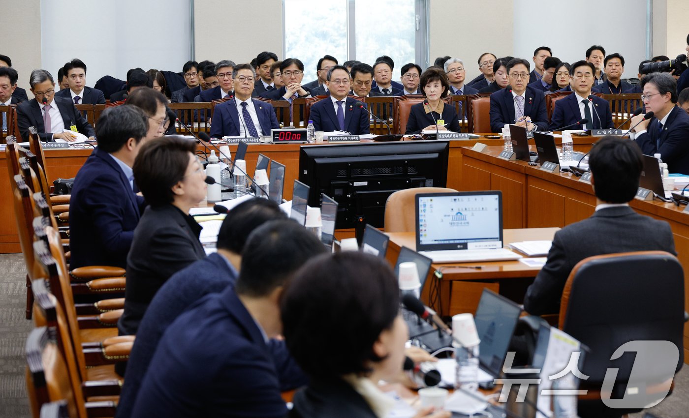 박선영 진실화해를위한과거사정리위원회 위원장이 23일 서울 여의도 국회에서 열린 행정안전위원회 전체회의에 출석해 박 위원장의 퇴장을 요구하는 야당 의원들의 발언을 듣고 있다. 2024.12.23/뉴스1 ⓒ News1 안은나 기자