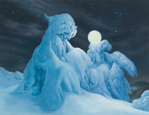 본문 이미지 - 이채원 Chaewon Lee, 겨울 밤의 얼굴 The Countenance of Winter Night, 2024, oil and acrylic on canvas, 112.1 x 145.5 cm. 디스위켄드룸.