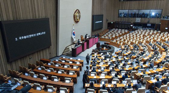 국회, 국무총리(한덕수) 탄핵소추안 가결...'찬성 192표'