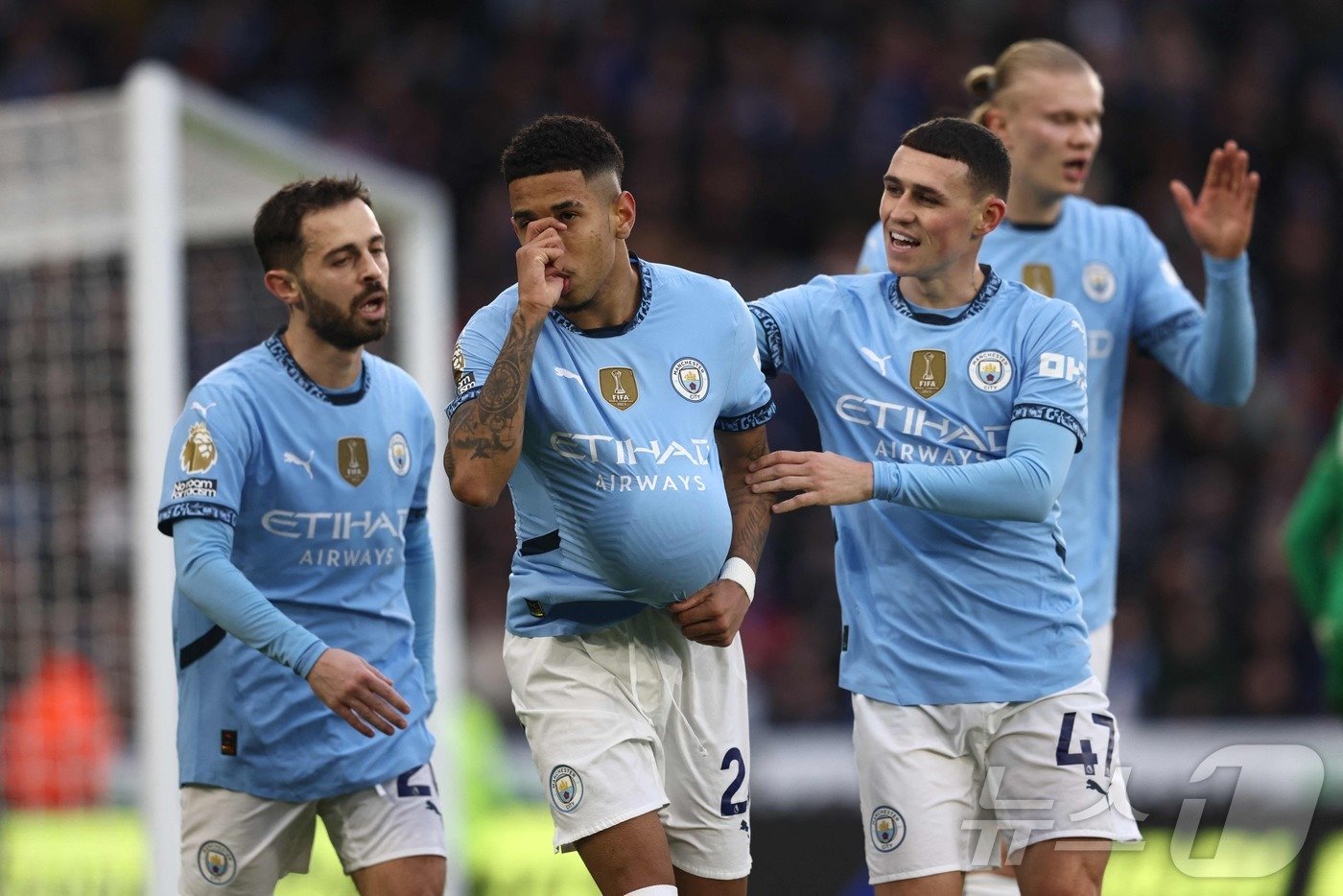 맨체스터 시티는 레스터 시티를 2-0으로 꺾고 EPL 5경기 만에 승전고를 울렸다. ⓒ AFP=뉴스1