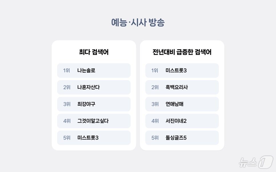 본문 이미지 - 네이버 부문별 검색어 연말 결산&#40;네이버 서치&테크 갈무리&#41;