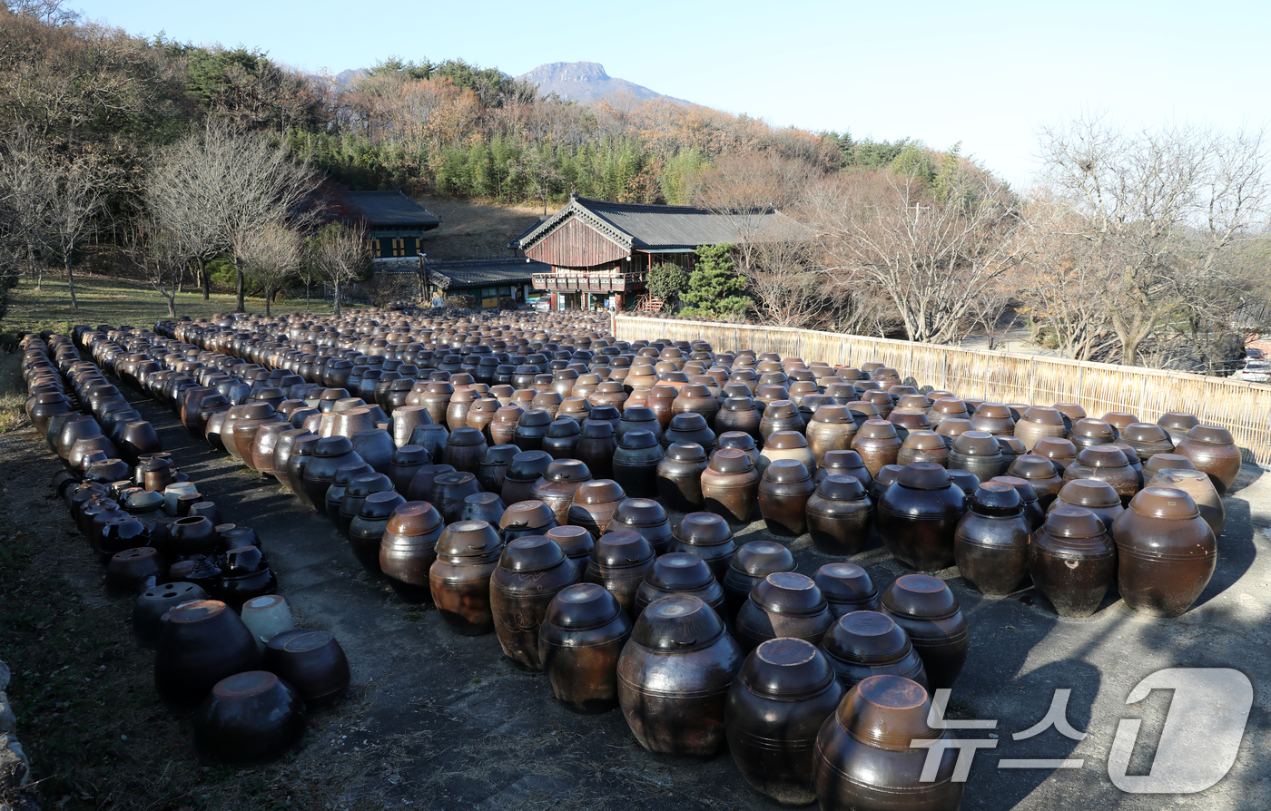 (부산=뉴스1) 윤일지 기자 = 콩을 발효해 된장과 간장 등을 만드는 한국의 '장 담그기' 문화가 유네스코 인류무형문화유산에 등재된 가운데 4일 오후 경남 양산시 통도사 서운암에 …