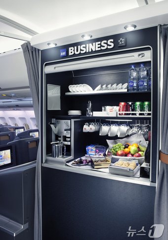 본문 이미지 - 비즈니스 좌석에서 제공하는 기내식&#40;스칸디나비아항공 제공&#41;