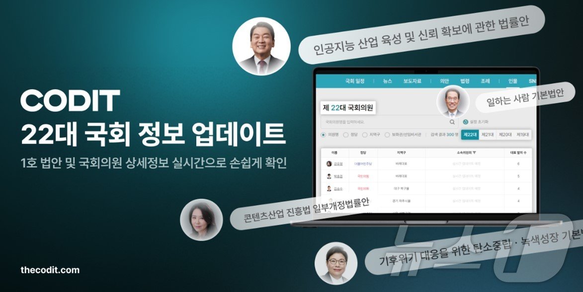 본문 이미지 - 코딧, 22대 국회 정보 업데이트(코딧 제공)