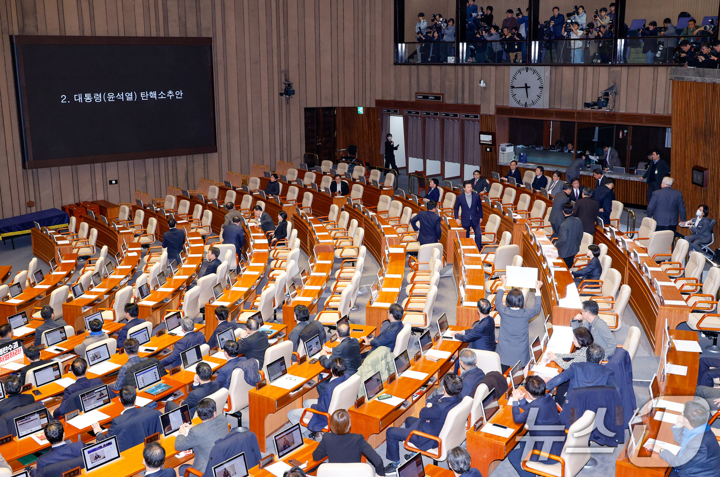 (서울=뉴스1) 안은나 기자 = 7일 오후 서울 여의도 국회 본회의장에서 김건희 특검법(윤석열 대통령 배우자 김건희의 주가조작 사건 등의 진상규명을 위한 특별검사 임명 등에 관한 …