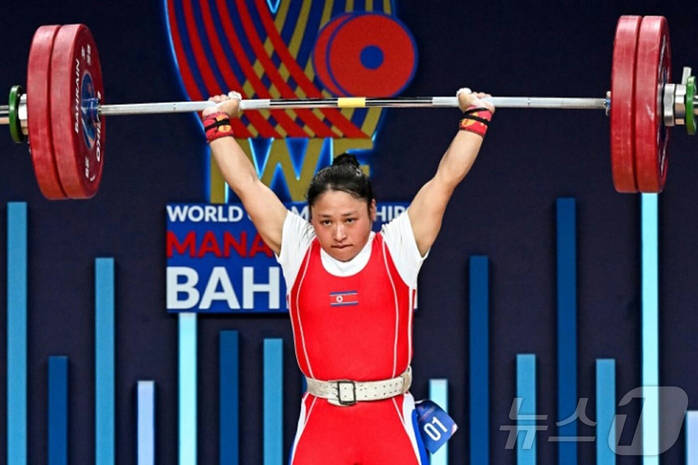 본문 이미지 - &#40;평양 노동신문=뉴스1&#41; = 2024 세계역도선수권대회에서 금메달을 딴 박면진 선수. [국내에서만 사용가능. 재배포 금지. DB 금지. For Use Only in the Republic of Korea. Redistribution Prohibited] rodongphoto@news1.kr