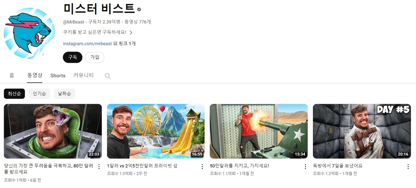 본문 이미지 - (미스터비스트 갈무리)