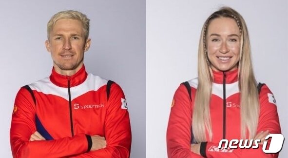 본문 이미지 - 2018 평창과 2022 베이징 동계 올림픽에 출전한 러시아 출신 귀화선수 예카테리나 아바쿠모바(오른쪽)와 티모페이 랍신. (전남도체육회 제공)/뉴스1 ⓒ News1 김태성 기자