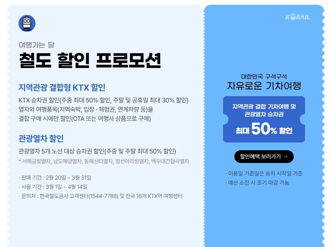 철도 할인 프로모션&#40;여행가는 달 갈무리&#41;