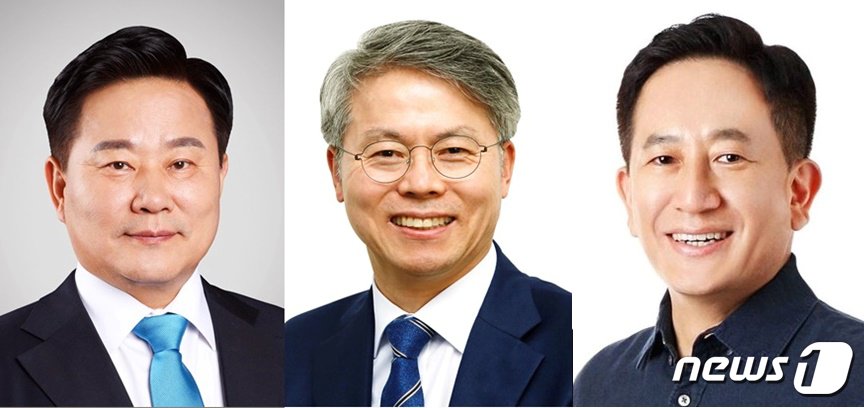 본문 이미지 - 더불어민주당 광주 광산을 경선 후보로 확정된 김성진, 민형배, 정재혁 예비후보가나다순)./뉴스1 