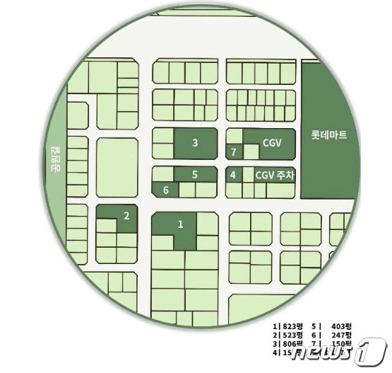 본문 이미지 - 광주 첨단1지구 일대에 들어선 7개의 대형 상가. (시너지타워 홈페이지 갈무리)/뉴스1