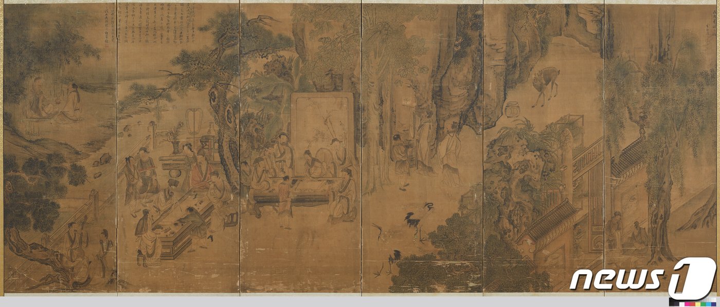 본문 이미지 - 김홍도 필 서원아집도 병풍. 문화재청 제공.