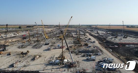 본문 이미지 - 삼성전자 미국 텍사스주 테일러시 반도체 공장 공사 현장.(삼성전자 제공)