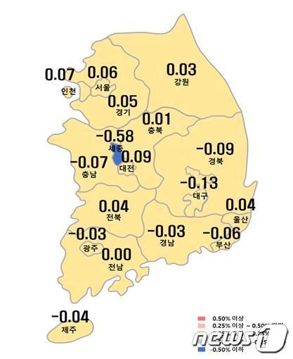 시도별 아파트 전세가격지수 변동률.&#40;한국부동산원 제공&#41;/뉴스1 