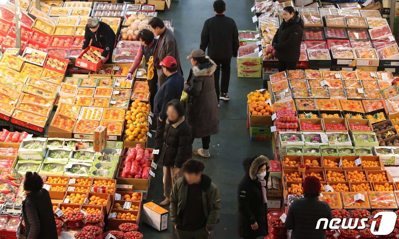 대전 유성구 노은농수산물도매시장에서 시민들이 장을 보고 있다. /뉴스1 ⓒ News1 김기태 기자