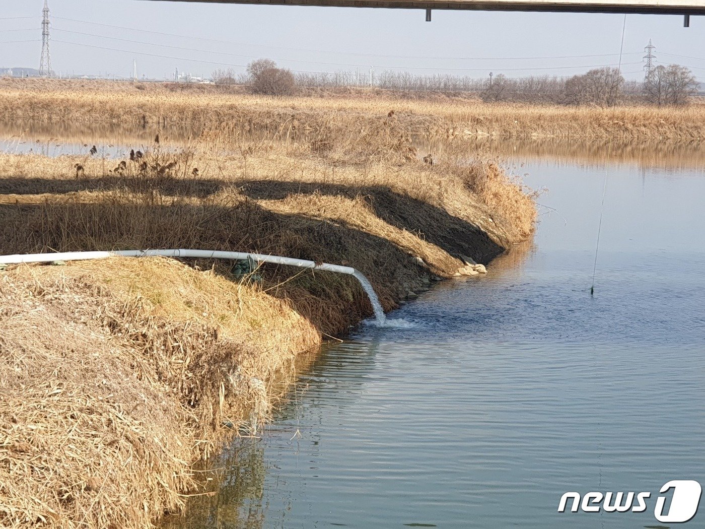 관리천에서 진위천으로 여과 방류되는 모습.&#40;환경부 제공&#41;