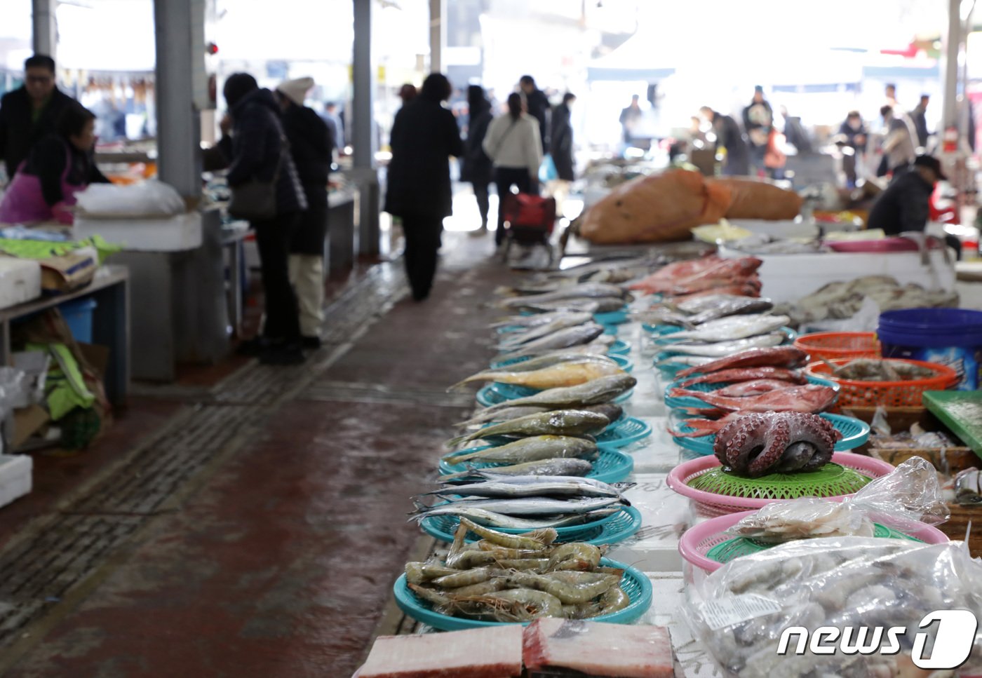 8일 울산 남창 옹기종기시장 내 수산물 시장은 손님이 적어 썰렁하다. 2024.2.8/뉴스1 ⓒNews1 김지혜 기자