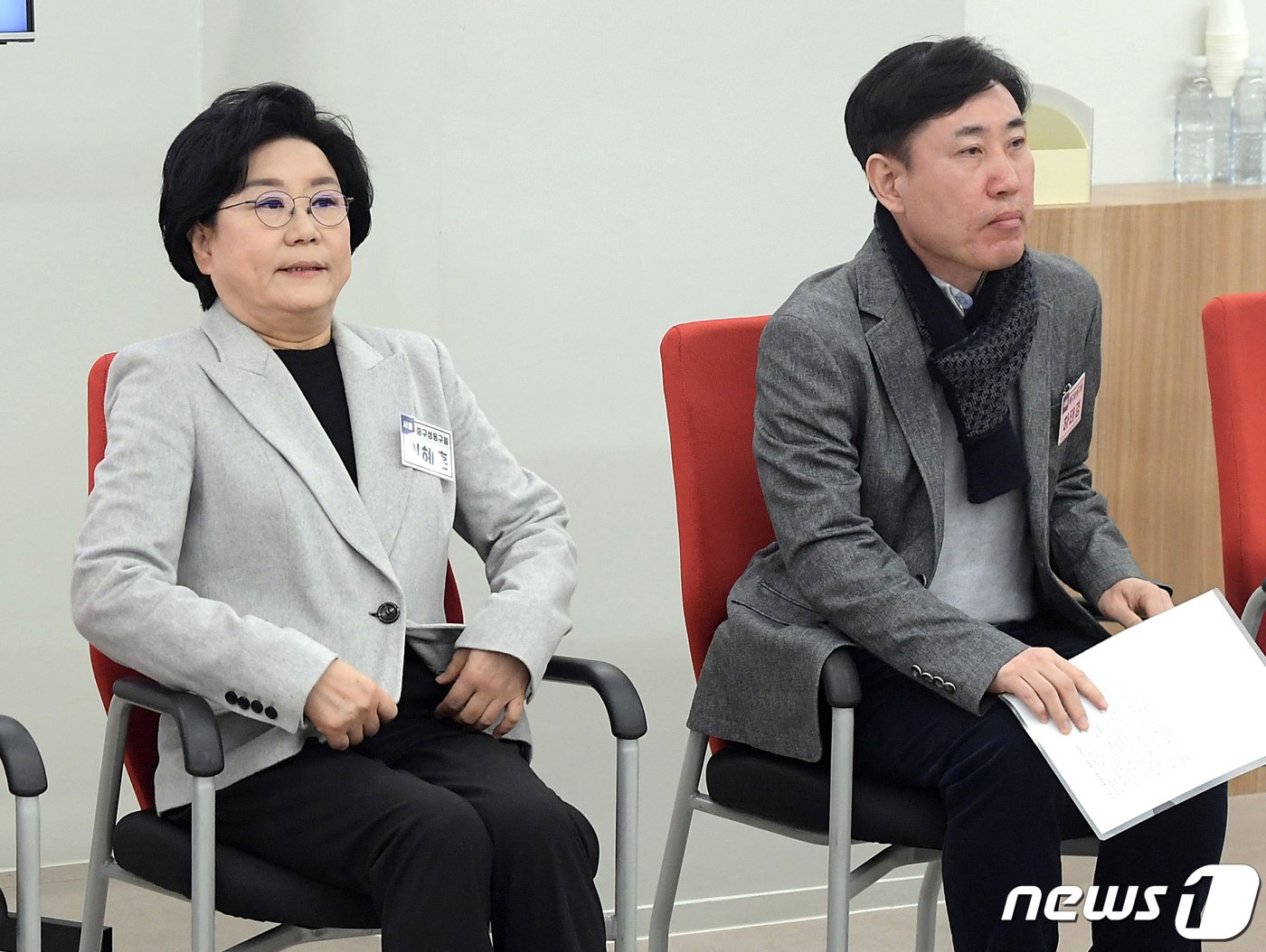 본문 이미지 - 4·10 총선 서울 중구 성동을에 지원한 예비 후보자 이혜훈 전 의원, 하태경 의원이 13일 오전 서울 여의도 국민의힘 중앙당사에서 공천심사를 위한 면접을 보고 있다.(공동취재) 2024.2.13/뉴스1 ⓒ News1 송원영 기자