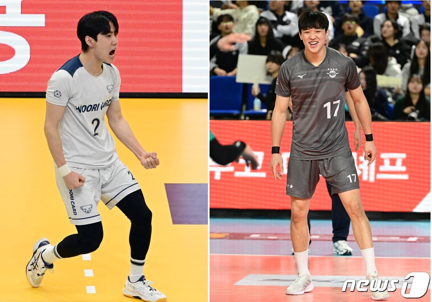 본문 이미지 - 남자부 MVP 후보로 꼽히는 한태준(우리카드)과 임동혁(대한항공). (KOVO 제공)