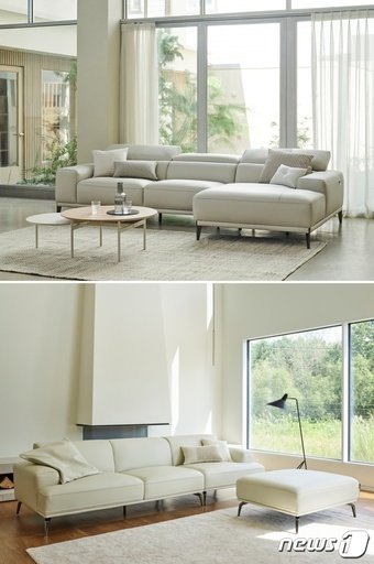 본문 이미지 - 한샘 천연가죽 소파 뉴인피니(위) 리도(한샘 제공) 