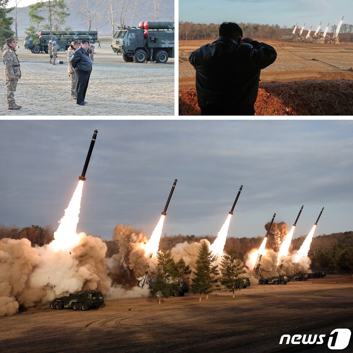 본문 이미지 - (평양 노동신문=뉴스1) = 김정은 북한 노동당 총비서가 18일 초대형방사포 사격훈련을 지도했다.노동당 기관지 노동신문은 19일 "세새대 핵심타격수단의 하나인 초대형 방사포를 장비하고 중요화력 타격 임무를 맡고 있는 서부지구의 포병부대 관하 화력 구분대의 일제사격훈련이 진행됐다＂면서 김 총비서가 직접 지도했다고 전했다. [국내에서만 사용가능. 재배포 금지. DB 금지. For Use Only in the Republic of Korea. Redistribution Prohibited] rodongphoto@news1.kr