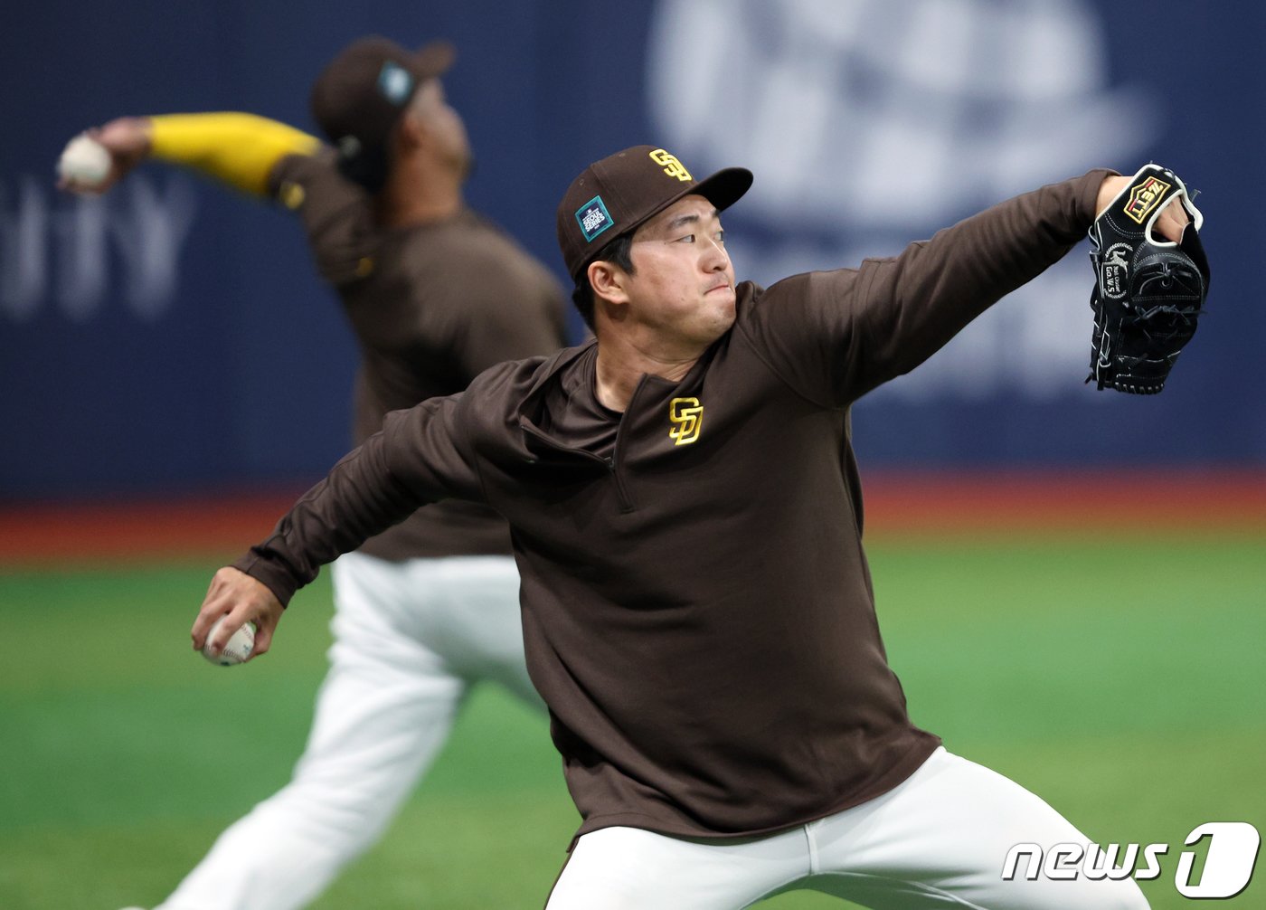 샌디에이고 파드리스 고우석이 미국프로야구&#40;MLB&#41; 공식 개막시리즈를 하루 앞둔 19일 오전 서울 고척스카이돔에서 훈련을 하고 있다. ⓒ News1 박정호 기자