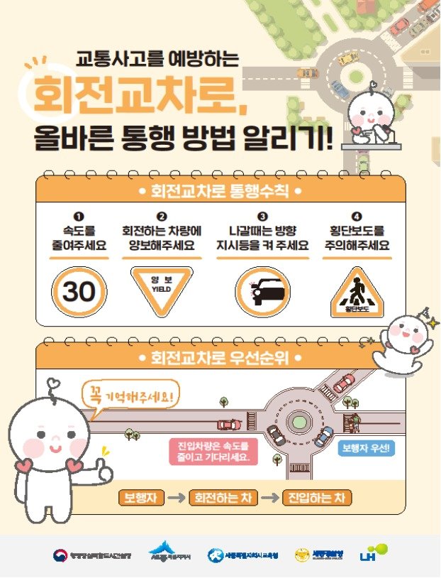 본문 이미지 - 회전교차로 올바른 통행방법.(행정중심복합도시건설청 제공)
