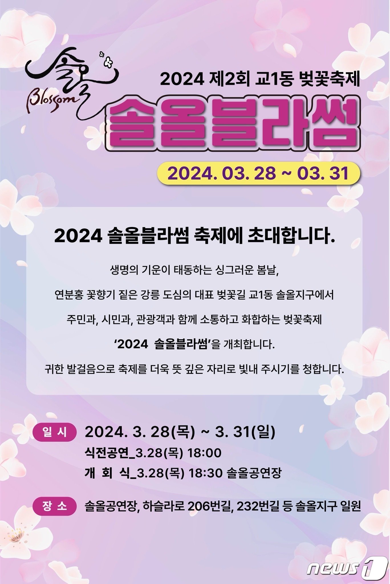 2024 강릉 솔올블라썸 홍보 안내문.&#40;강릉시 제공&#41; 2024.3.20/뉴스1