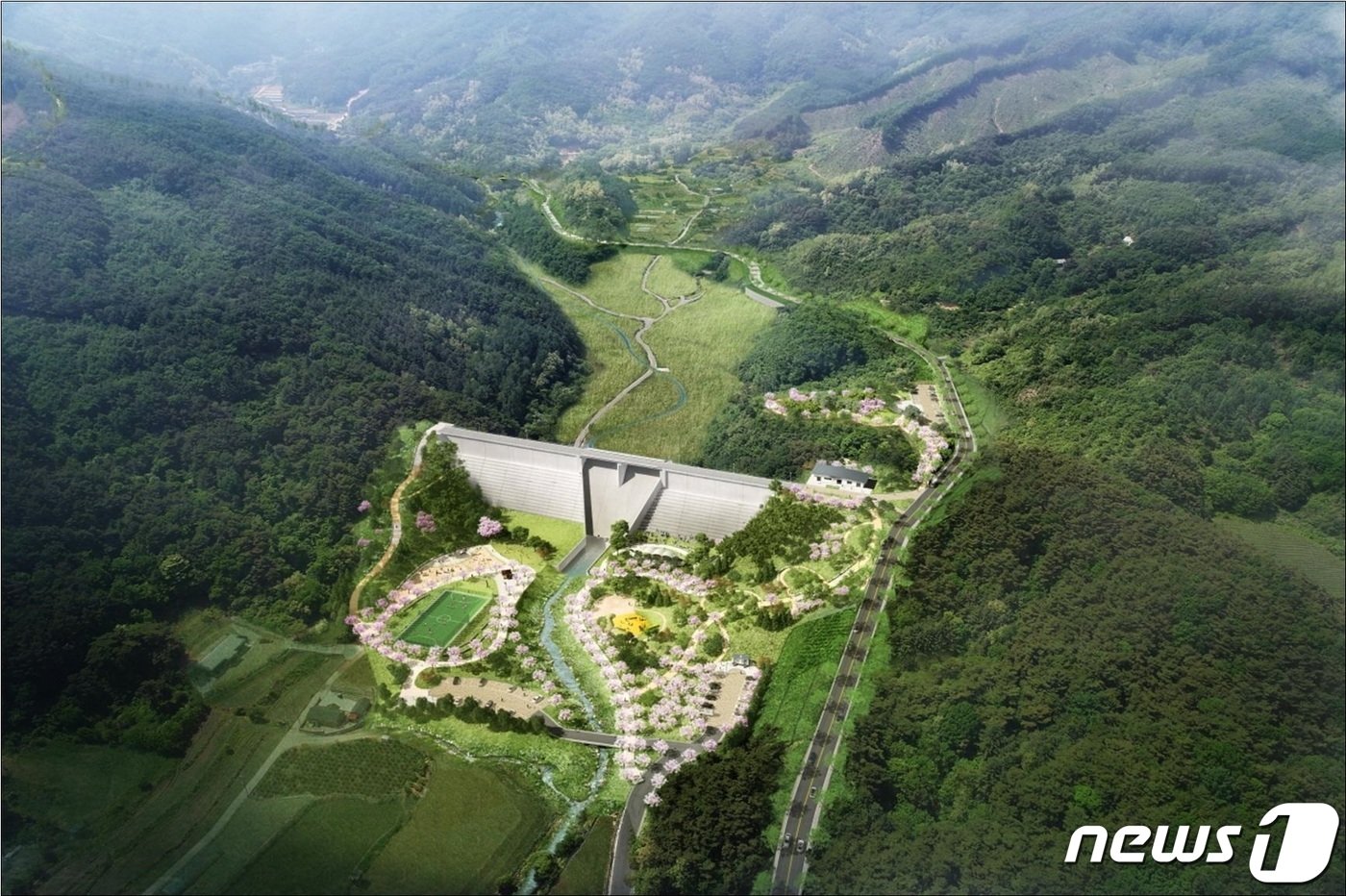 본문 이미지 - 원주천댐 조감도.(한국수자원공사 제공)/뉴스1