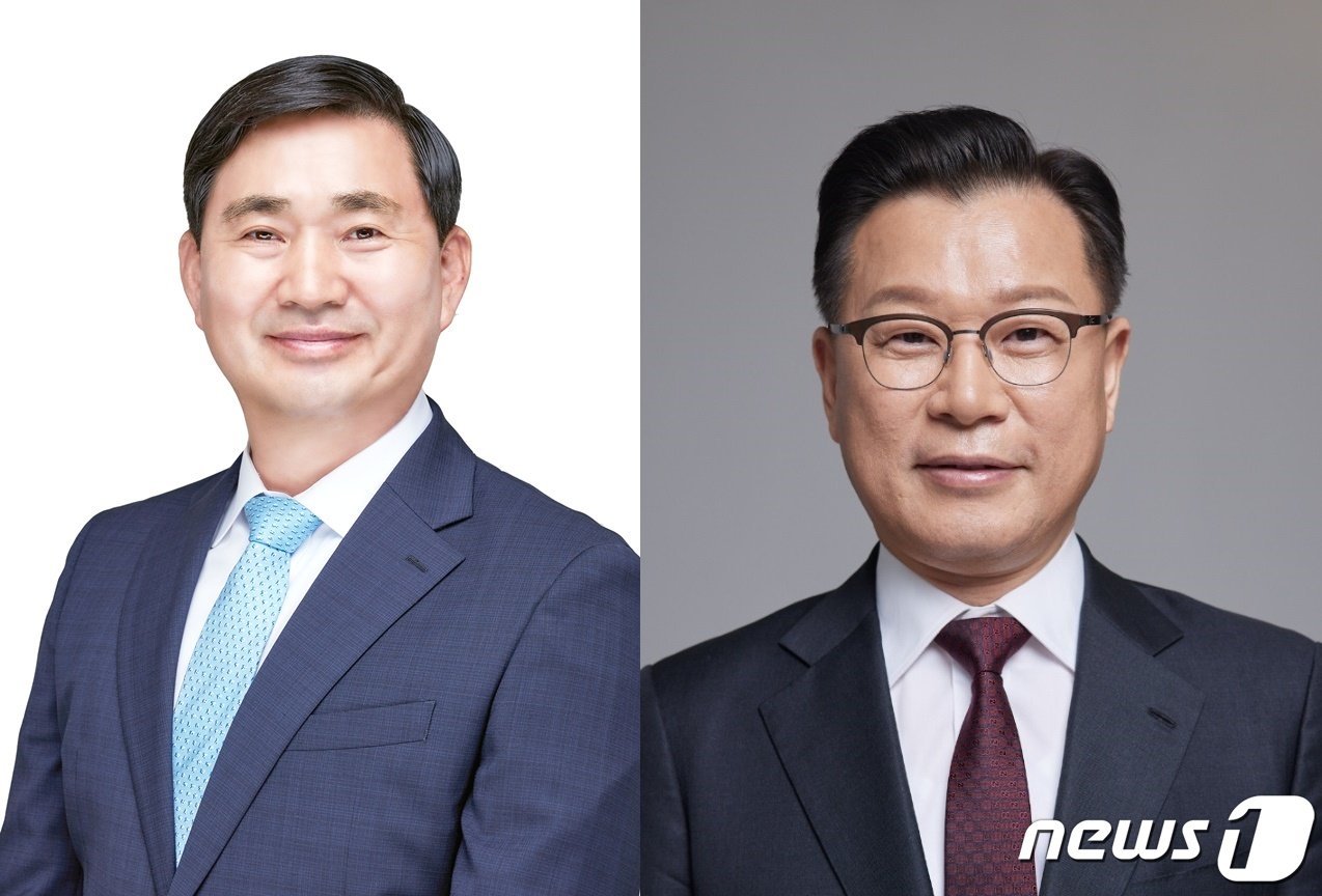 본문 이미지 - 제22대 총선 속초·인제·고성·양양 선거구에 출마한 더불어민주당 김도균 후보(사진 왼쪽), 국민의힘 이양수 후보.(정당기호 순·중앙선관위 제공)