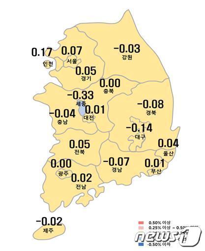 시도별 아파트 전세가격지수 변동률.&#40;한국부동산원 제공&#41;/뉴스1 