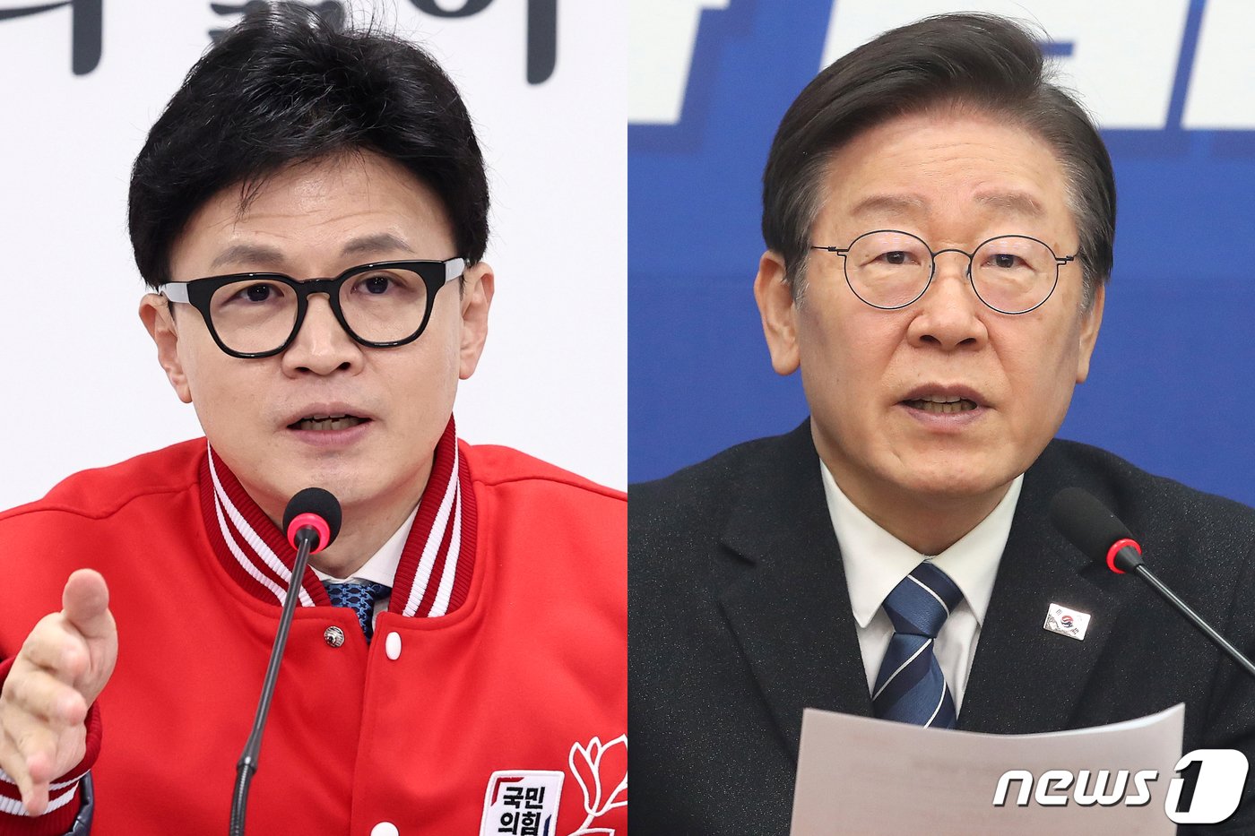 본문 이미지 - 한동훈 국민의힘 비상대책위원장과 이재명 더불어민주당 대표. 2024.3.5/뉴스1 DB ⓒ News1 송원영 기자