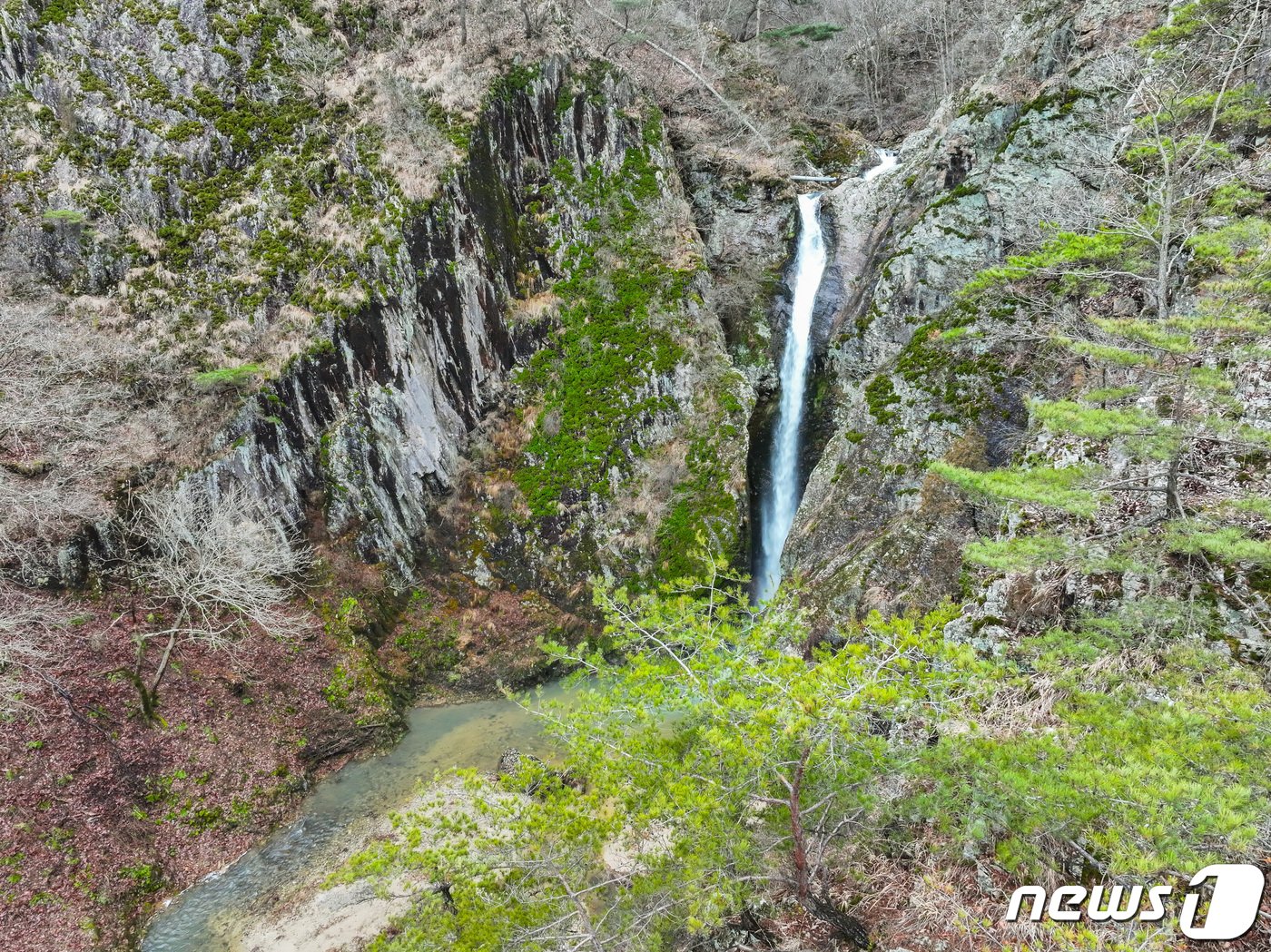  &#39;경칩&#39;인 5일 30여m 높이에서 떨어지는 충북 영동의 옥계폭포 물줄기에 생동감이 넘쳐난다. &#40;영동군 제공&#41; /뉴스1 