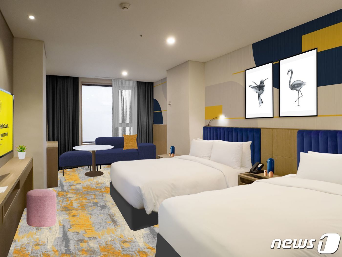 본문 이미지 - 호텔HDC의 '보코 서울 명동' 객실 내부 모습.(호텔HDC 제공) ⓒ News1 김형준 기자