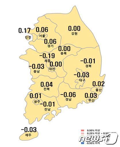 시도별 아파트 전세가격지수 변동률.&#40;한국부동산원 제공&#41;/뉴스1 