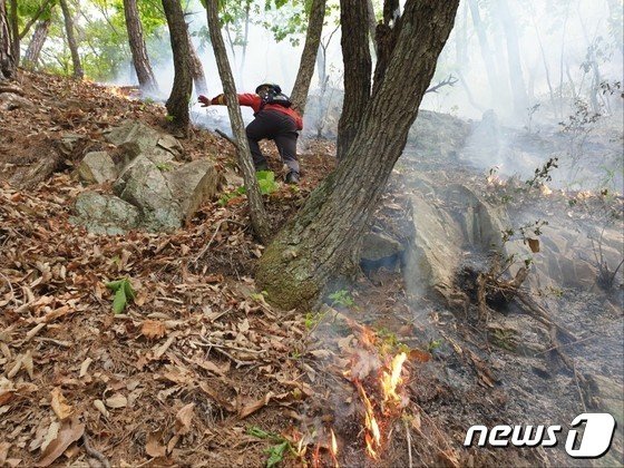 3일 낮 12시 35분께 충남 공주 사곡면 화월리에서 발생한 산불이 39분 만에 꺼졌다. &#40;산림청 제공&#41;/뉴스1