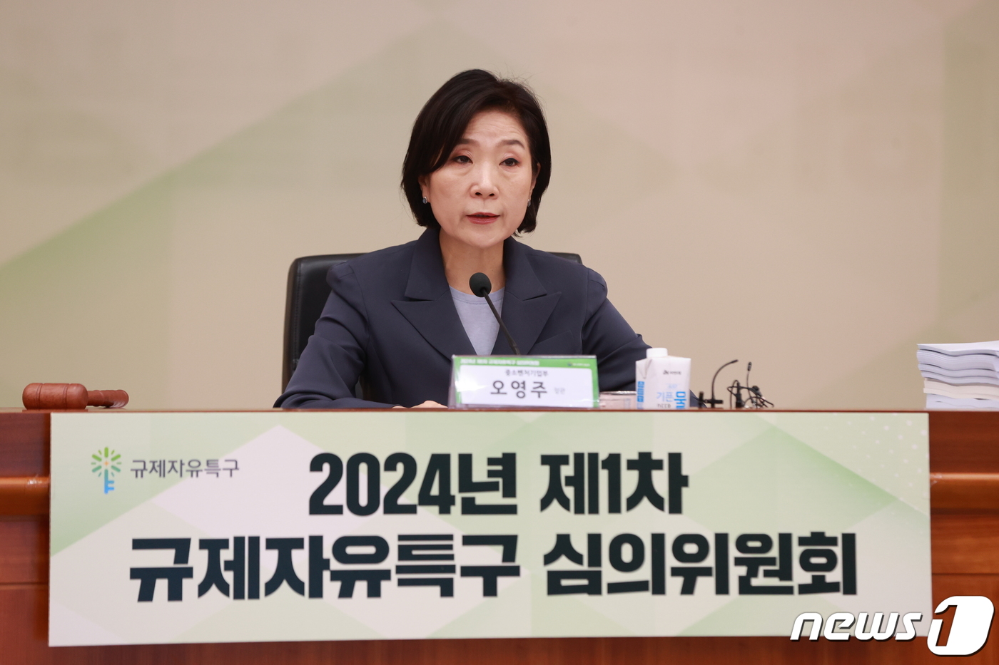 (서울=뉴스1) = 오영주 중소벤처기업부 장관이 16일 서울 종로구 정부서울청사 별관에서 ‘2024년 제1차 규제자유특구 심의위원회’를 주재하고 있다. (중소벤처기업부 제공) 20 …