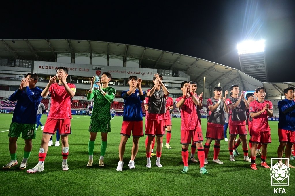 본문 이미지 - 아랍에미리트(UAE)를 1-0으로 제압한 한국 올림픽축구대표팀.(대한축구협회 제공)